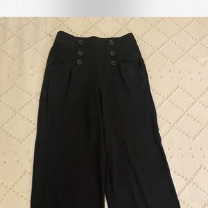Black High-Waisted wide leg Button Pants